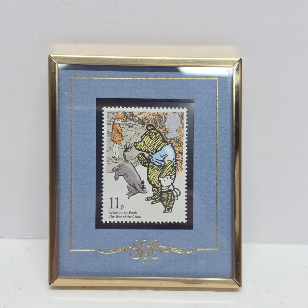 Mini Framed Stamp - Stamps and Stories Winnie the Pooh YEAR OF THE CHILD 1979 UK